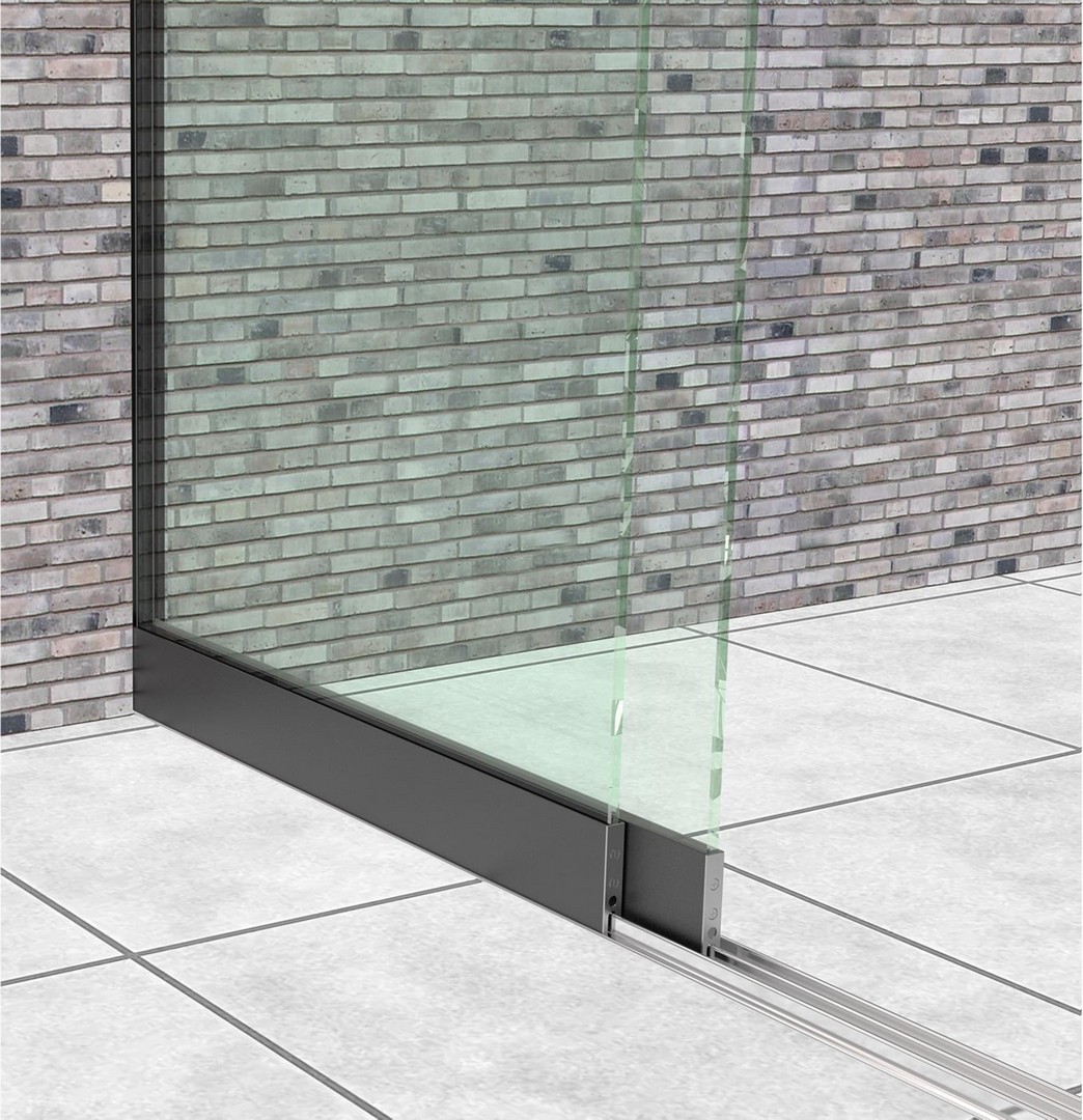 Top glaswand 3 spoor met 2 panelen helder of getint glas 